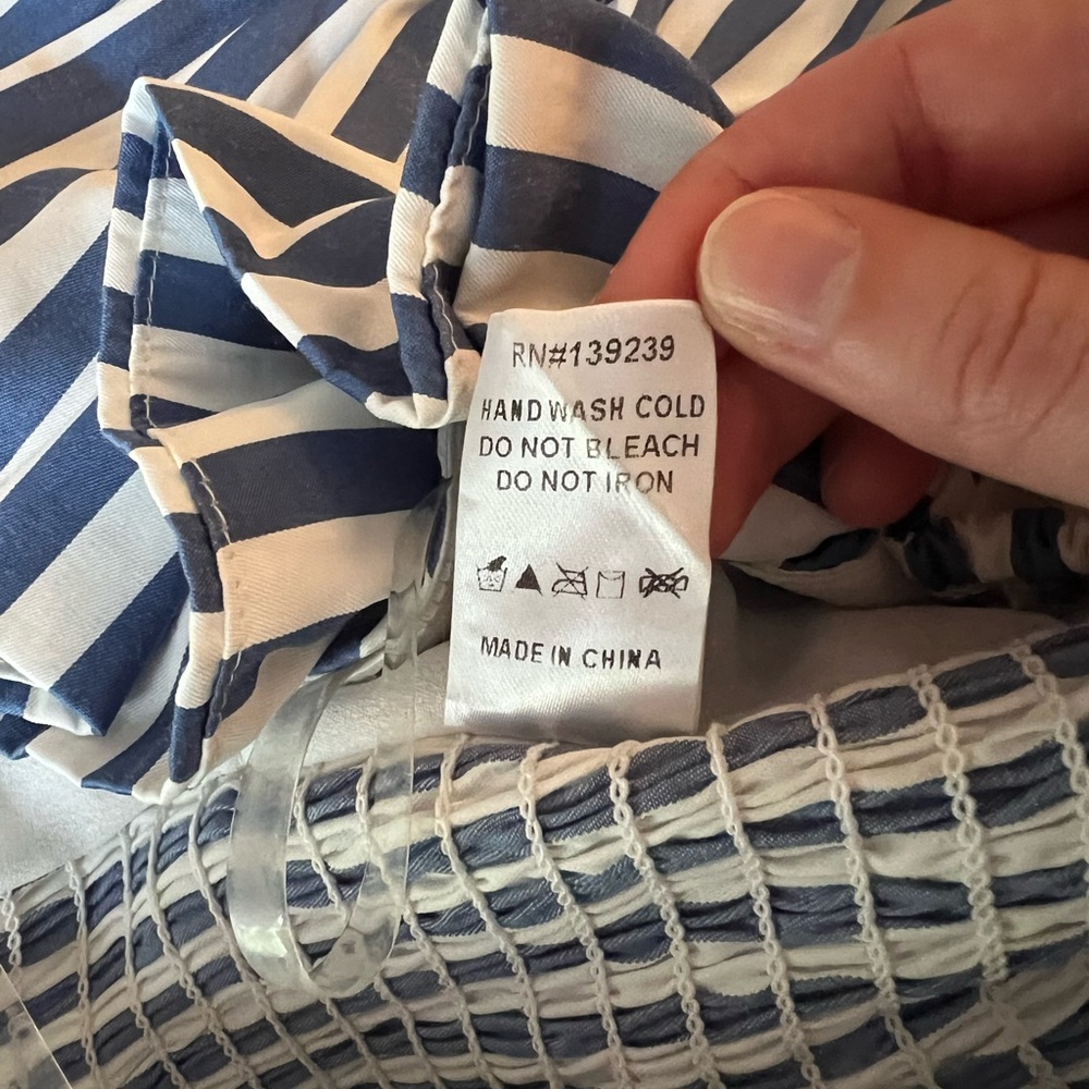 DO+BE Blue and White stripe Strapless Top - Picture 7 of 7